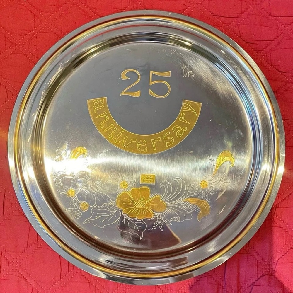 VINTAGE✨Italian Inox 18/10 Stainless Steel Round Tray